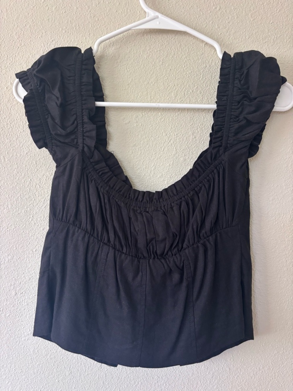 Princess Polly Black Ruffle Tie-Front Top - Picture 2 of 3